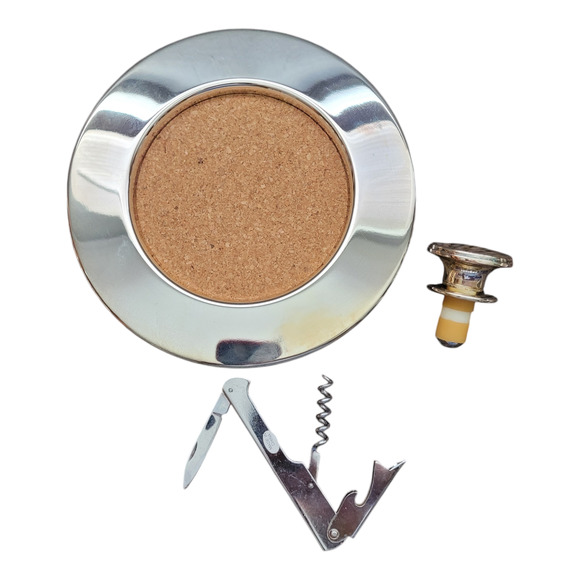 Towle Silversmiths Silver Plated 3 Piece Barware Wine Gift Set With Velvet Box - Picture 3 of 6